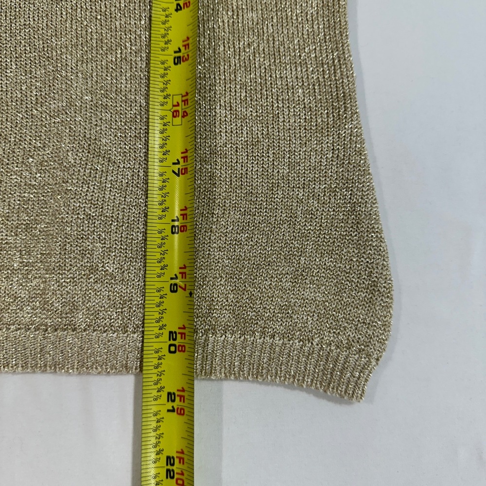 90s Banana Republic Gold Metallic Shimmer Sweater Womens Small Crewneck Knit S - Picture 6 of 6